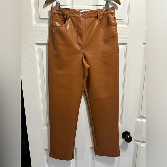 Aritzia Wilfred The Melina Pants High-waisted Vegan Leather Epicurean Brown 10 - Picture 6 of 16